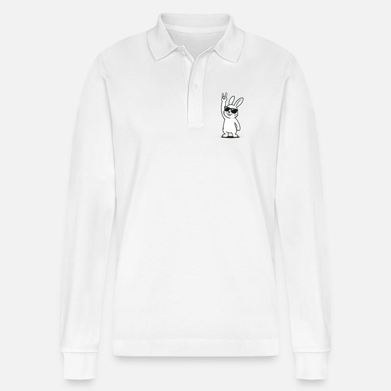 Rockin' Bunny - Stanley/Stella Unisex Bio-Langarm-Poloshirt Prepster - Weiß