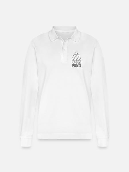 Bier Pong Logo 7 - Stanley/Stella Unisex Bio-Langarm-Poloshirt Prepster - Weiß