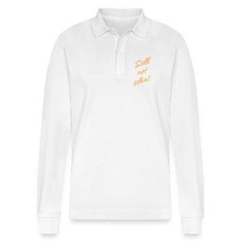 Still, not Silent – Empowerment Statement - Stanley/Stella Unisex Bio-Langarm-Poloshirt Prepster - Weiß - Vorne - Anna (173cm) & Nico (186cm)