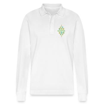 Kasper als Vorname - Stanley/Stella Unisex Bio-Langarm-Poloshirt Prepster - Weiß - Vorne - Anna (173cm) & Nico (186cm)