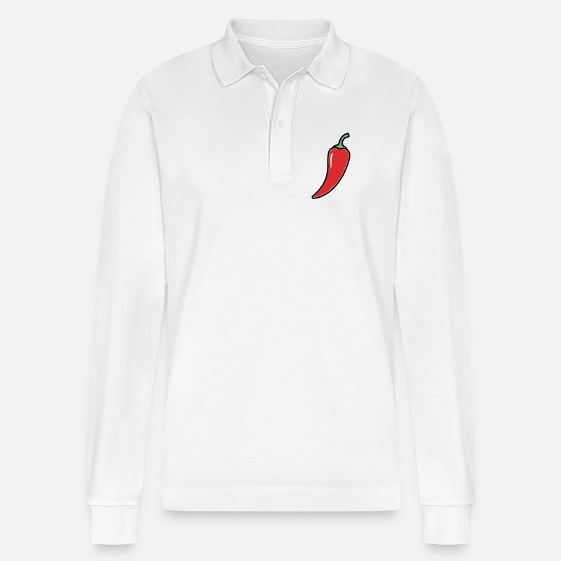 Chili Pepper Hot Comic - Polo à manches longues bio PREPSTER Stanley/Stella Unisexe - blanc