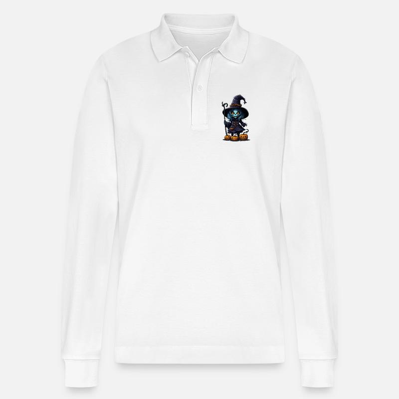 Halloween - Zombie - Horror - Hexe - Stanley/Stella Unisex Bio-Langarm-Poloshirt Prepster - Weiß