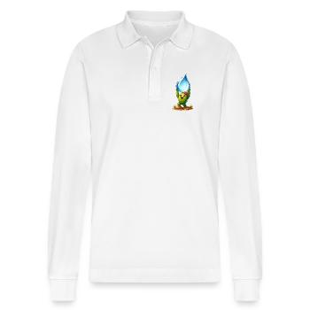 Cactus with Wasserklaer drops - Stanley/Stella Organic Unisex Long-Sleeved Polo Shirt Prepster - white - Front - Anna (173cm) & Nico (186cm)
