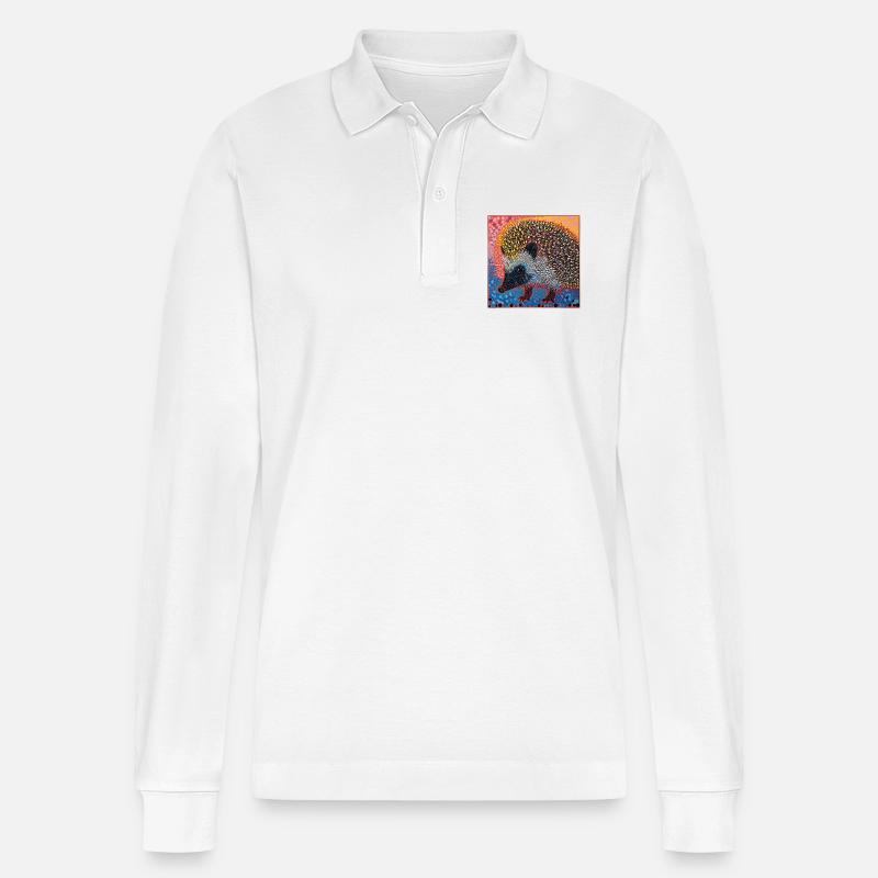 igel, bunt, tier, geschenk, geschenkidee - Stanley/Stella Unisex Bio-Langarm-Poloshirt Prepster - Weiß