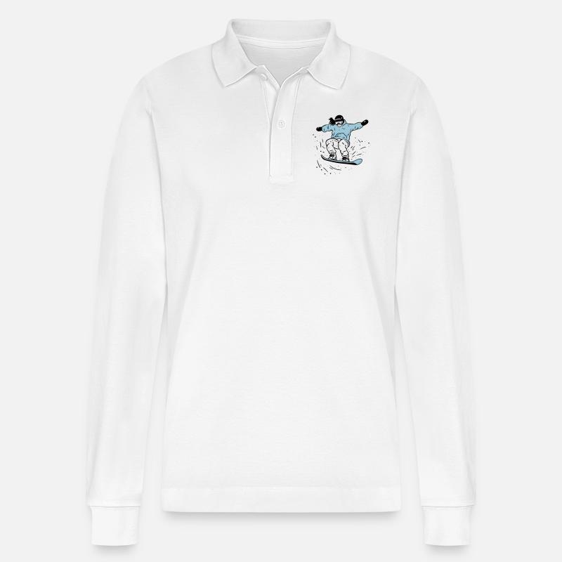 Snowboard-Aktion - Stanley/Stella Unisex Bio-Langarm-Poloshirt Prepster - Weiß