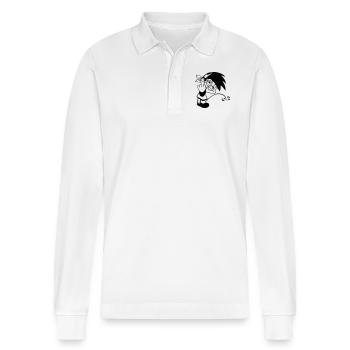 pisser 2 - Stanley/Stella Unisex Bio-Langarm-Poloshirt Prepster - Weiß - Vorne - Anna (173cm) & Nico (186cm)