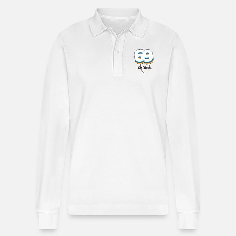 69 oh yeah - Stanley/Stella Unisex Bio-Langarm-Poloshirt Prepster - Weiß