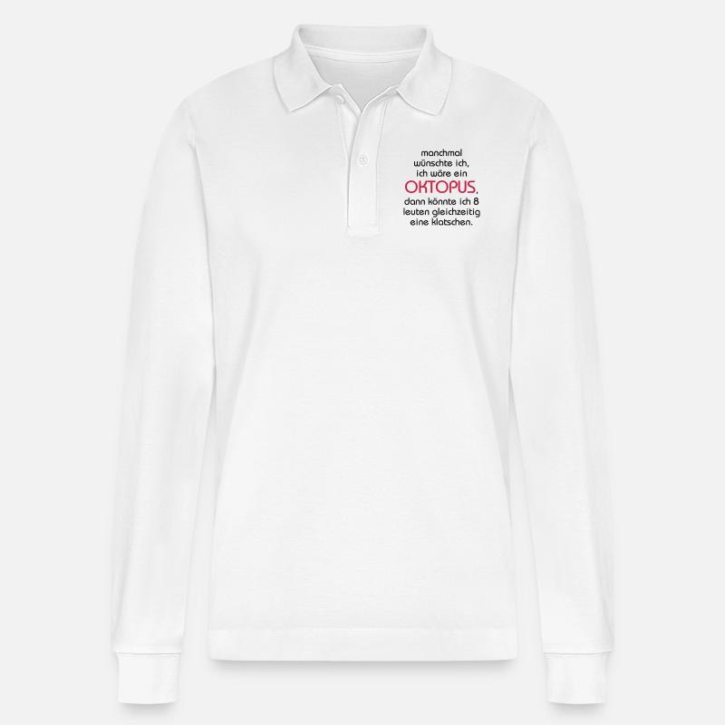 Oktopus - Stanley/Stella Unisex Bio-Langarm-Poloshirt Prepster - Weiß
