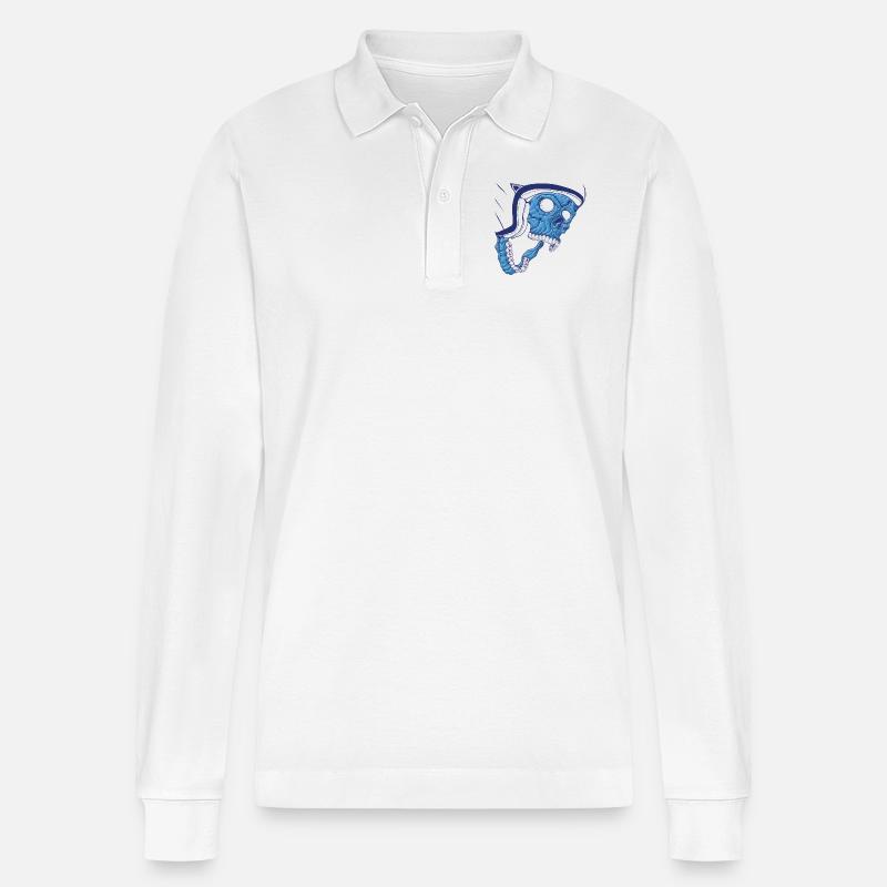 Schädel Kopf - Stanley/Stella Unisex Bio-Langarm-Poloshirt Prepster - Weiß