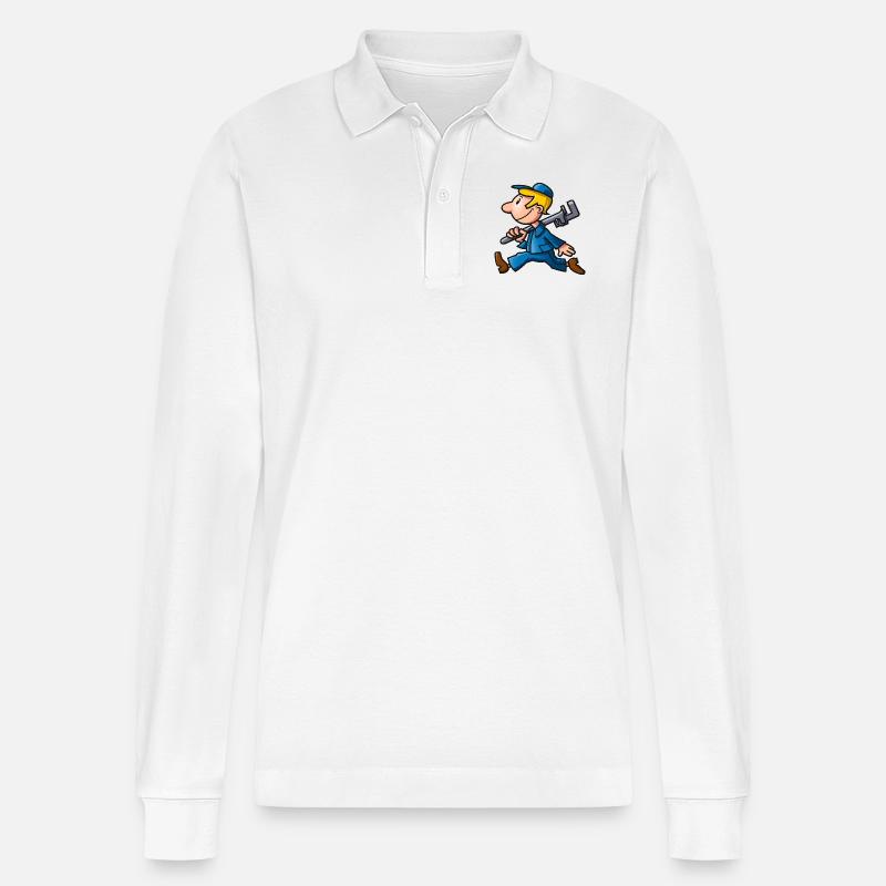 vl083c_worker_4c - Stanley/Stella Unisex Bio-Langarm-Poloshirt Prepster - Weiß