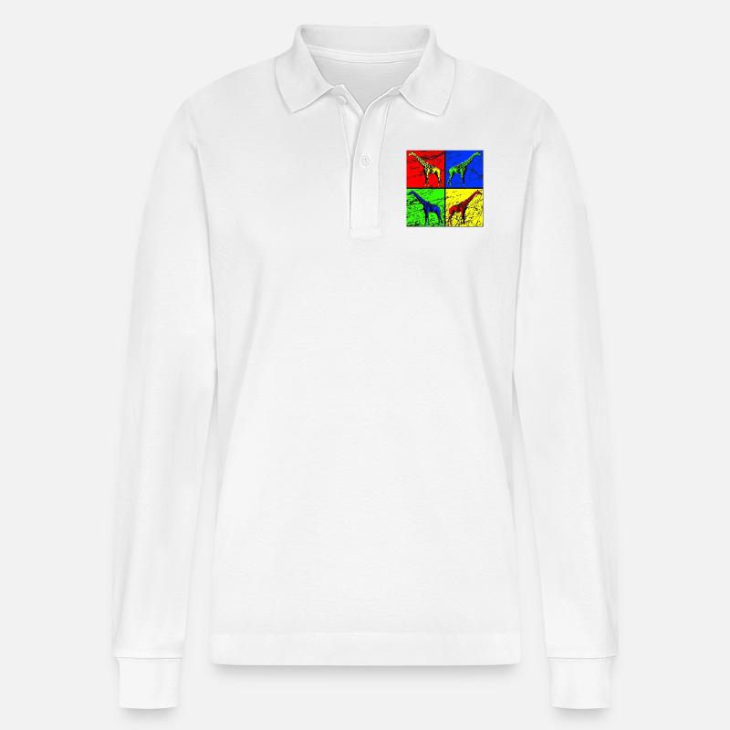 Giraffe - Stanley/Stella Unisex Bio-Langarm-Poloshirt Prepster - Weiß