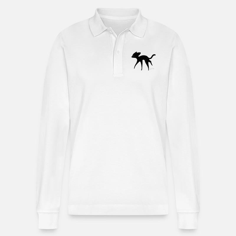 Black Kitten - Stanley/Stella Unisex Bio-Langarm-Poloshirt Prepster - Weiß