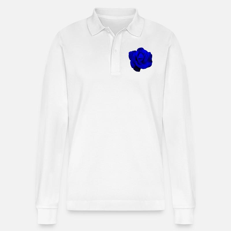 Blaue Rose - Stanley/Stella Unisex Bio-Langarm-Poloshirt Prepster - Weiß