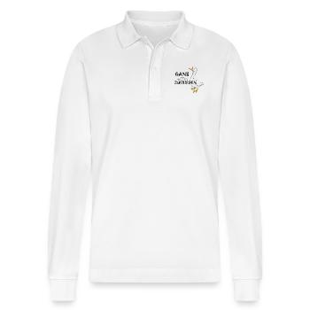 Gans unzufrieden ! - Stanley/Stella Unisex Bio-Langarm-Poloshirt Prepster - Weiß - Vorne - Anna (173cm) & Nico (186cm)