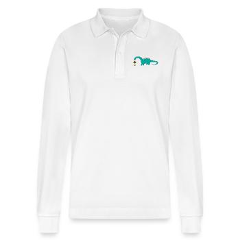 Dino Eis Schokolade Dinosaurier Vanille - Stanley/Stella Unisex Bio-Langarm-Poloshirt Prepster - Weiß - Vorne - Anna (173cm) & Nico (186cm)