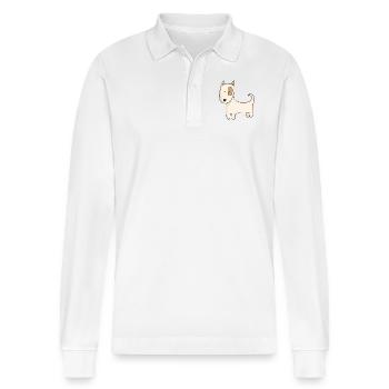 Hund - Stanley/Stella Unisex Bio-Langarm-Poloshirt Prepster - Weiß - Vorne - Anna (173cm) & Nico (186cm)