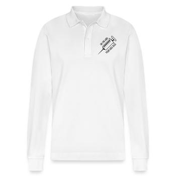 Best Shot Nurse Gifts - Stanley/Stella Organic Unisex Long-Sleeved Polo Shirt Prepster - white - Front - Anna (173cm) & Nico (186cm)