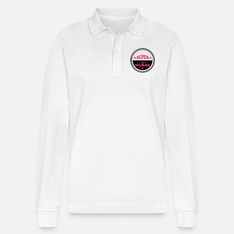 Super nurse - Stanley/Stella Unisex Bio-Langarm-Poloshirt Prepster - Weiß