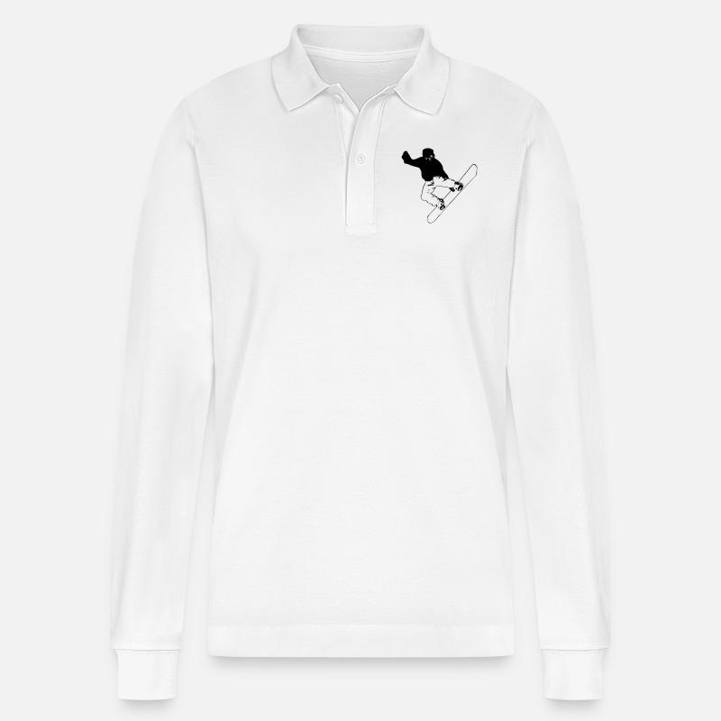 Snowboarding - Snowboarder - Stanley/Stella Unisex Bio-Langarm-Poloshirt Prepster - Weiß
