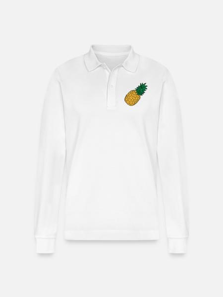 ananas lecker essen urlaub - Stanley/Stella Unisex Bio-Langarm-Poloshirt Prepster - Weiß