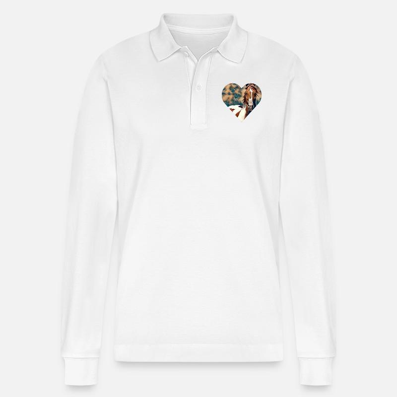 Pferd - Stanley/Stella Unisex Bio-Langarm-Poloshirt Prepster - Weiß