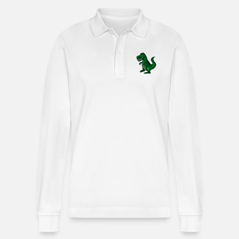 Dinosaurier - Stanley/Stella Unisex Bio-Langarm-Poloshirt Prepster - Weiß