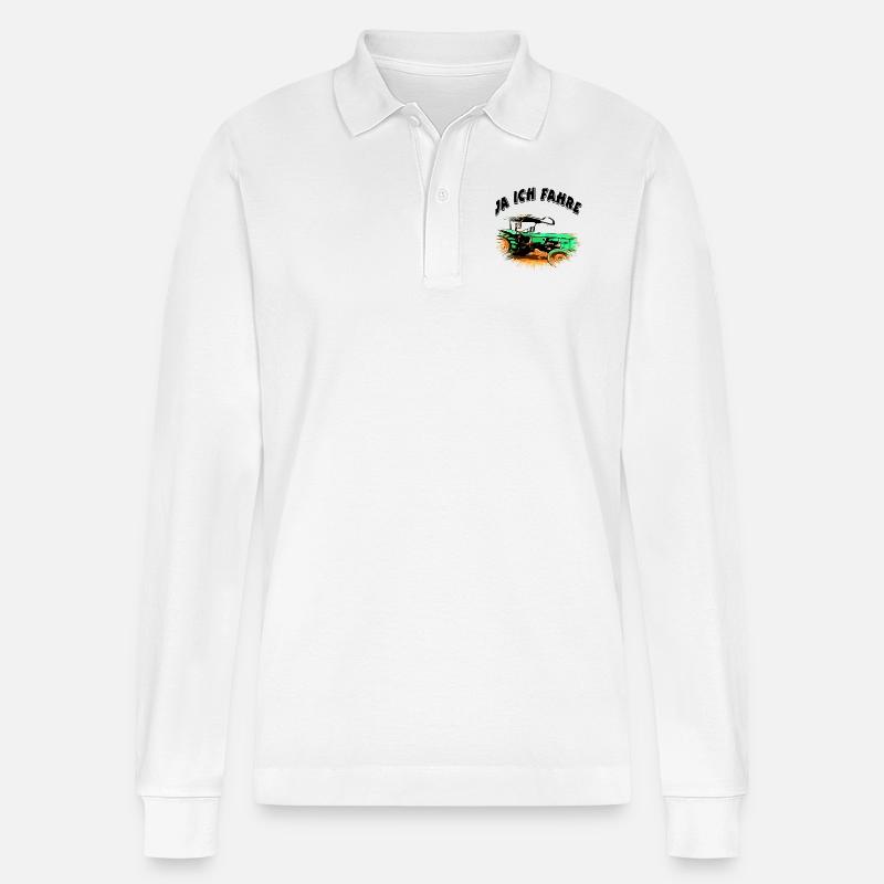 Traktor - Stanley/Stella Unisex Bio-Langarm-Poloshirt Prepster - Weiß