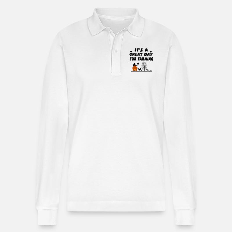 Bauernhof - Stanley/Stella Unisex Bio-Langarm-Poloshirt Prepster - Weiß