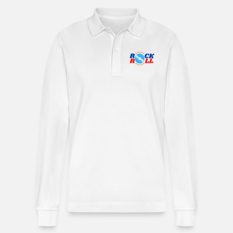 ROCK 'N' ROLL DISCO - Stanley/Stella Unisex Bio-Langarm-Poloshirt Prepster - Weiß