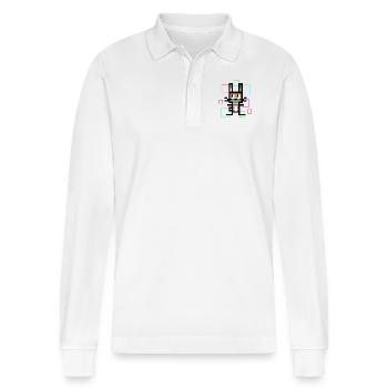 Rainbow Rabbit - Stanley/Stella Organic Unisex Long-Sleeved Polo Shirt Prepster - white - Front - Anna (173cm) & Nico (186cm)