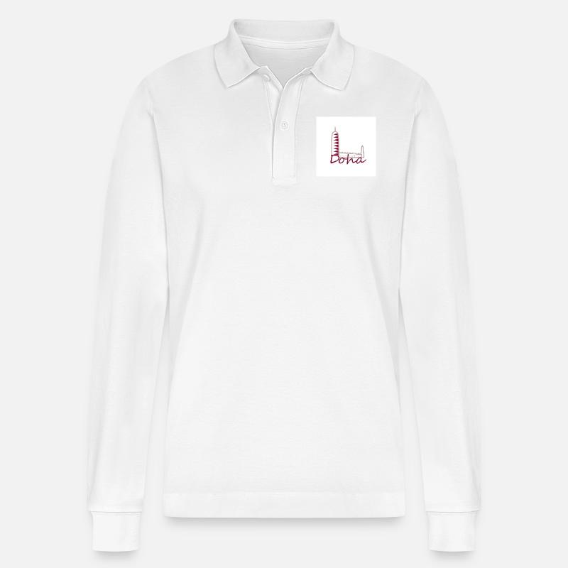 Doha - Stanley/Stella Unisex Bio-Langarm-Poloshirt Prepster - Weiß