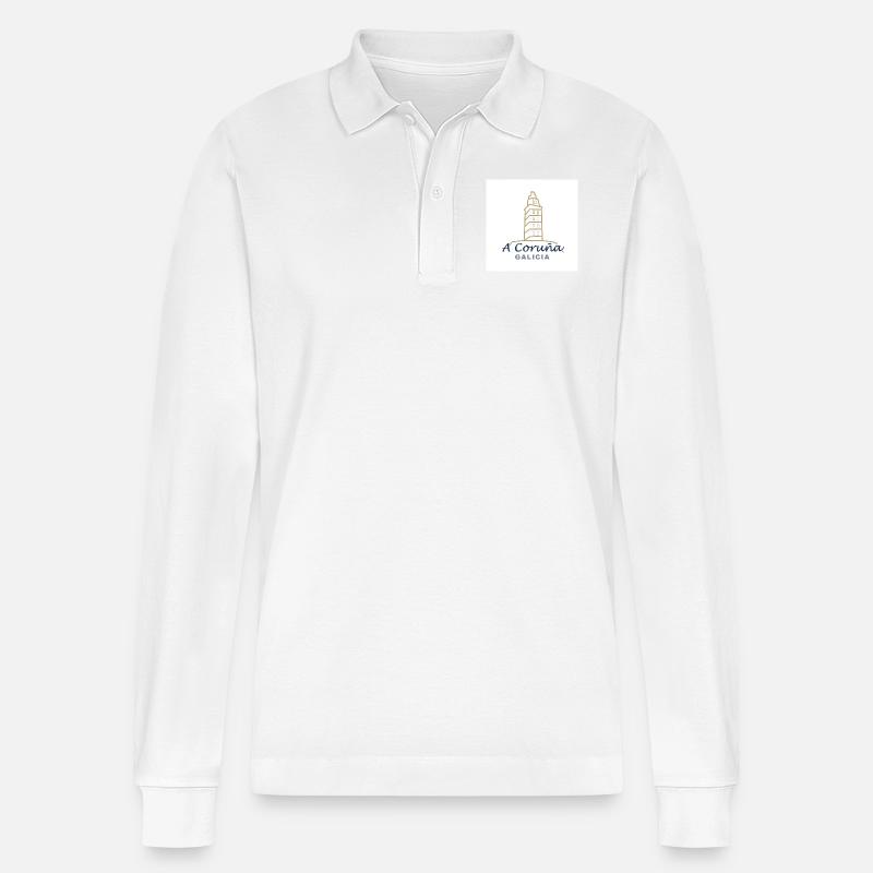 A Coruña - Stanley/Stella Unisex Bio-Langarm-Poloshirt Prepster - Weiß