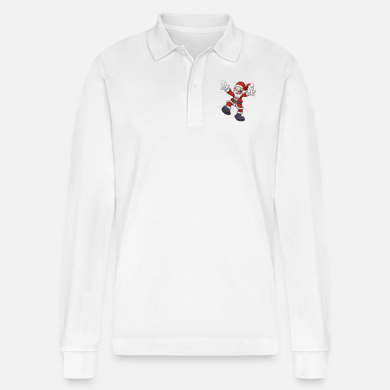 Verängstigter Weihnachtsmann - Stanley/Stella Unisex Bio-Langarm-Poloshirt Prepster - Weiß