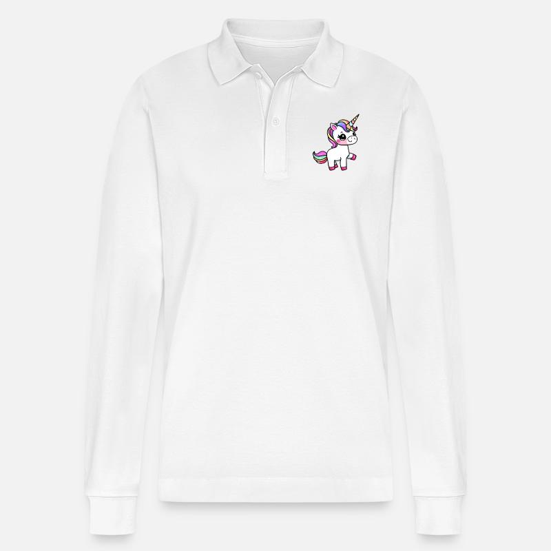 Einhorn Fabeltier Mädchen Einhörner - Stanley/Stella Unisex Bio-Langarm-Poloshirt Prepster - Weiß