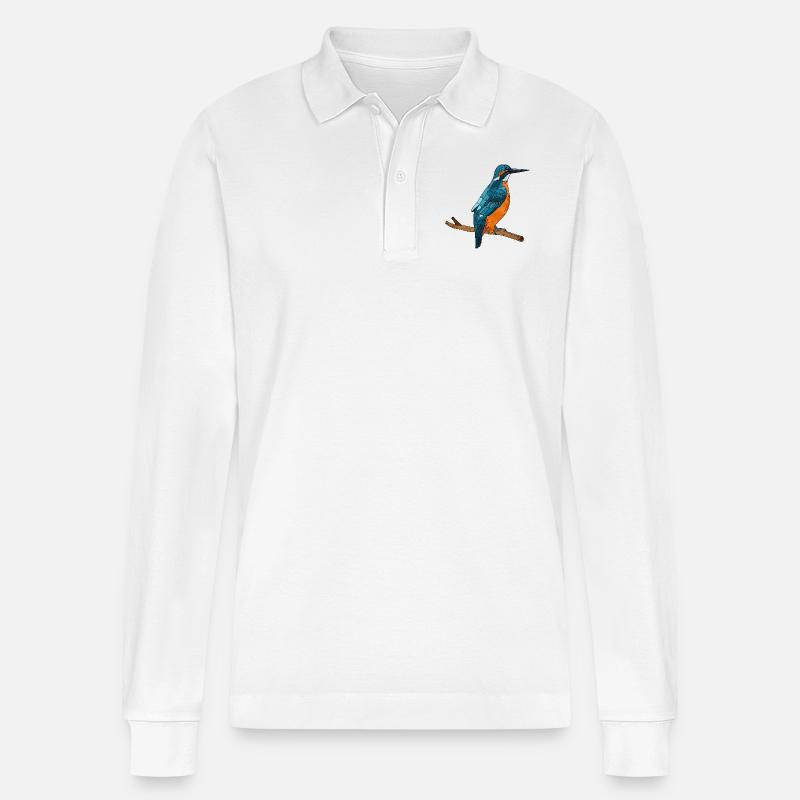 Bunter Vogel - Stanley/Stella Unisex Bio-Langarm-Poloshirt Prepster - Weiß
