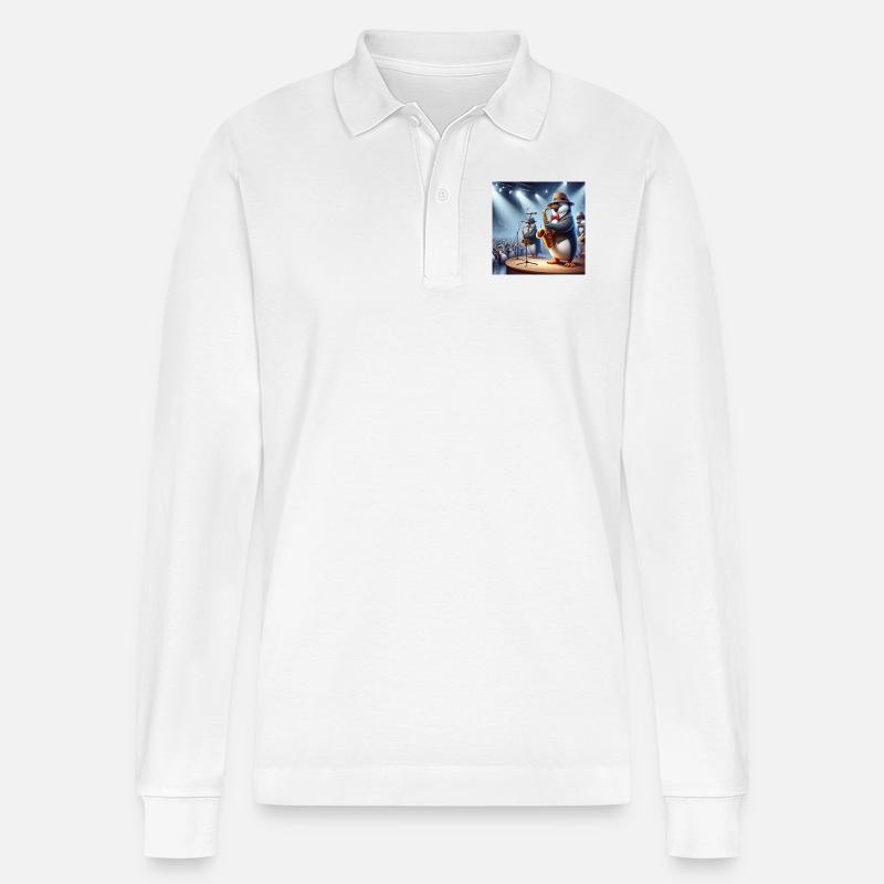 Mr Pingu - Stanley/Stella Unisex Bio-Langarm-Poloshirt Prepster - Weiß