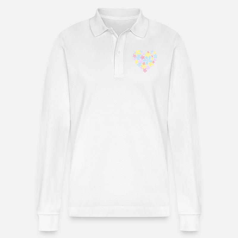 Coeur de fleur - Polo à manches longues bio PREPSTER Stanley/Stella Unisexe - blanc