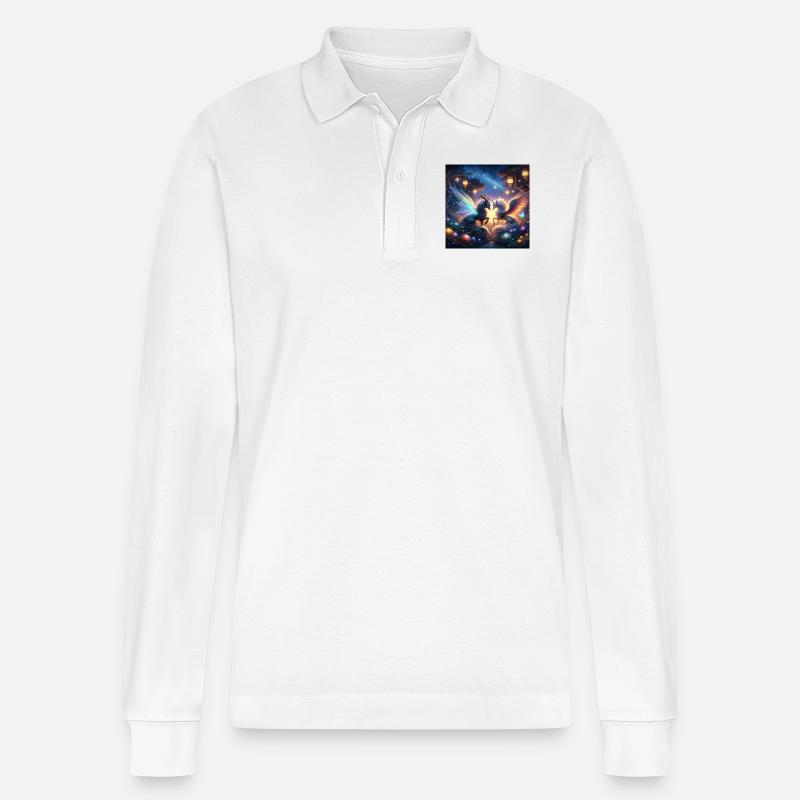 mystical creatures - Stanley/Stella Unisex Bio-Langarm-Poloshirt Prepster - Weiß