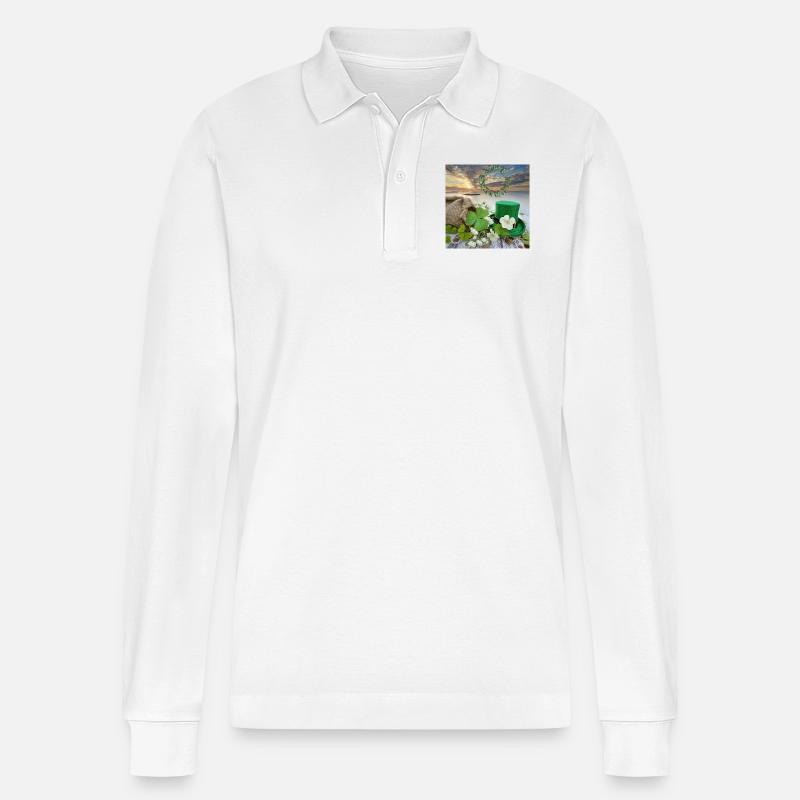 St. Patrick's Day - Stanley/Stella Unisex Bio-Langarm-Poloshirt Prepster - Weiß