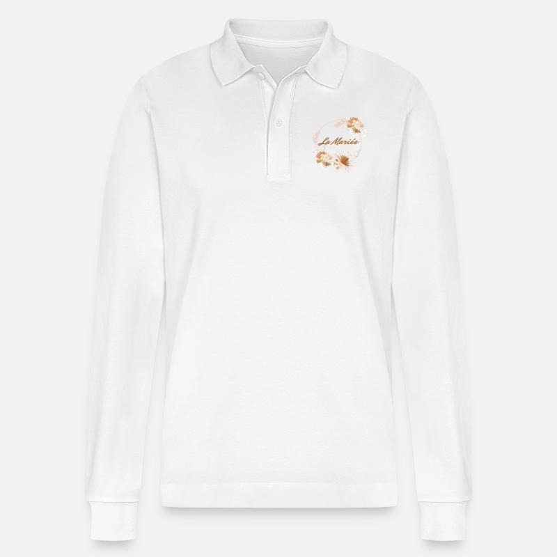 Die Blumenbraut - Junggesellinnenabschied Geschenkidee - Stanley/Stella Unisex Bio-Langarm-Poloshirt Prepster - Weiß