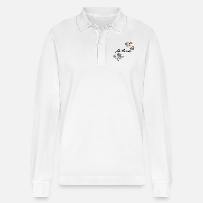 Die Blumenbraut - Braut Geschenkidee - Stanley/Stella Unisex Bio-Langarm-Poloshirt Prepster - Weiß