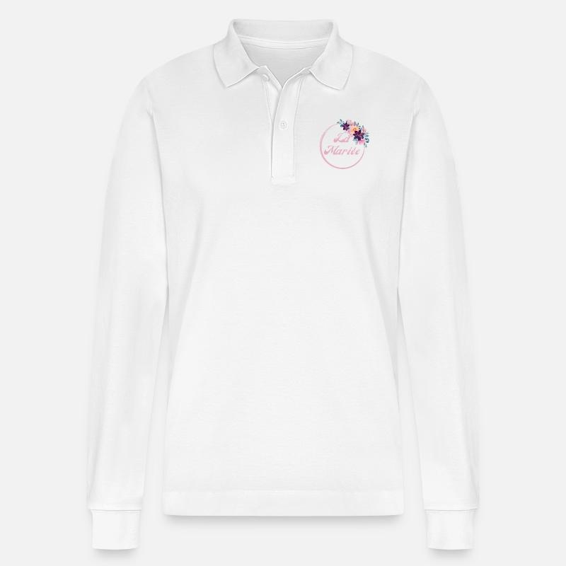 Die rosa Blumenbraut - Braut Geschenkidee - Stanley/Stella Unisex Bio-Langarm-Poloshirt Prepster - Weiß
