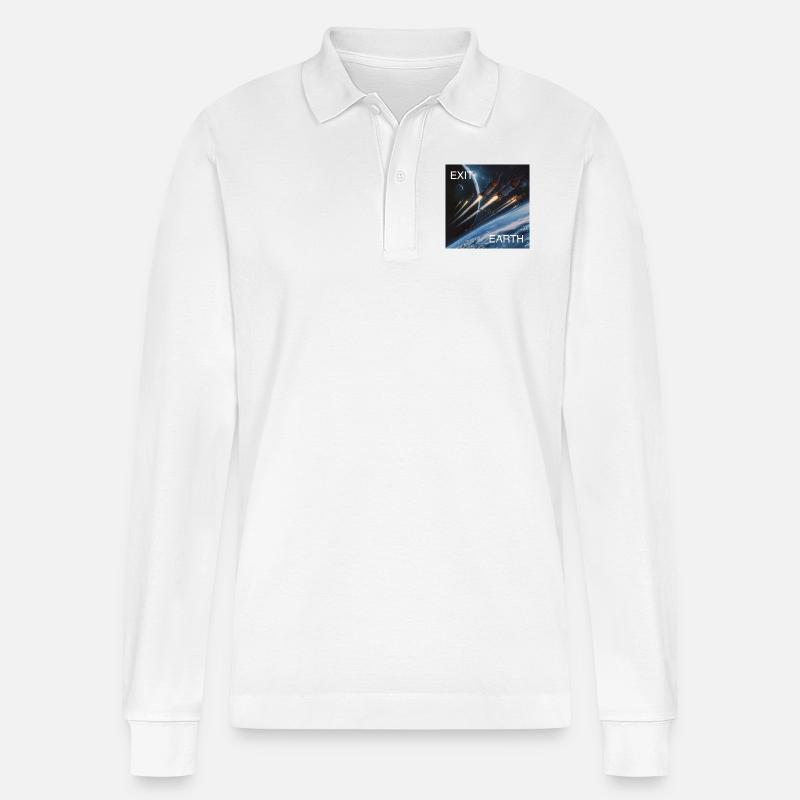 Exit Earth - Stanley/Stella Unisex Bio-Langarm-Poloshirt Prepster - Weiß