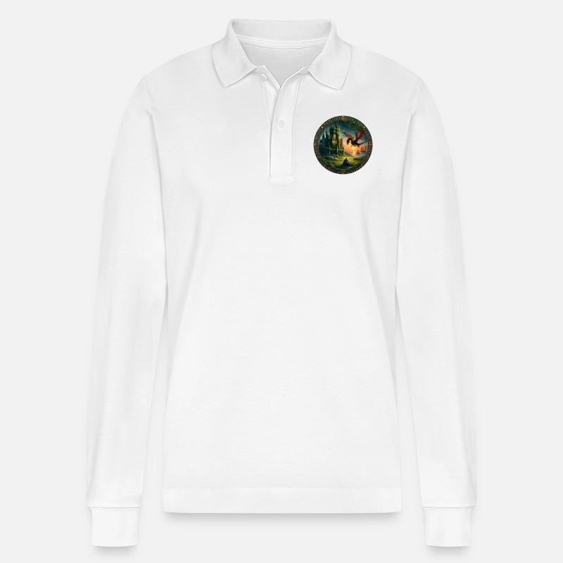 Drachenschloss - Stanley/Stella Unisex Bio-Langarm-Poloshirt Prepster - Weiß