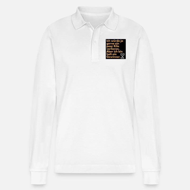 Ich bin ein Gewinner - Stanley/Stella Unisex Bio-Langarm-Poloshirt Prepster - Weiß