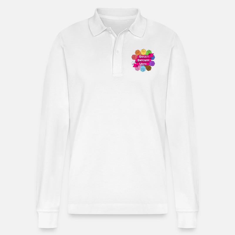 reflect empower unite - Stanley/Stella Unisex Bio-Langarm-Poloshirt Prepster - Weiß