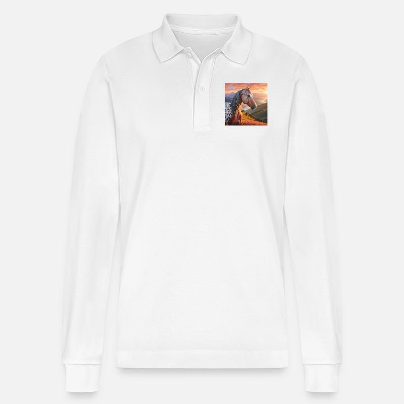 Pferdekunst - Stanley/Stella Unisex Bio-Langarm-Poloshirt Prepster - Weiß