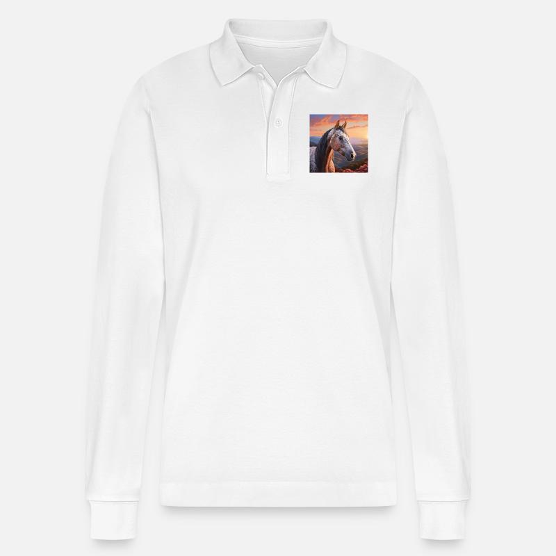 Pferdekunst - Stanley/Stella Unisex Bio-Langarm-Poloshirt Prepster - Weiß