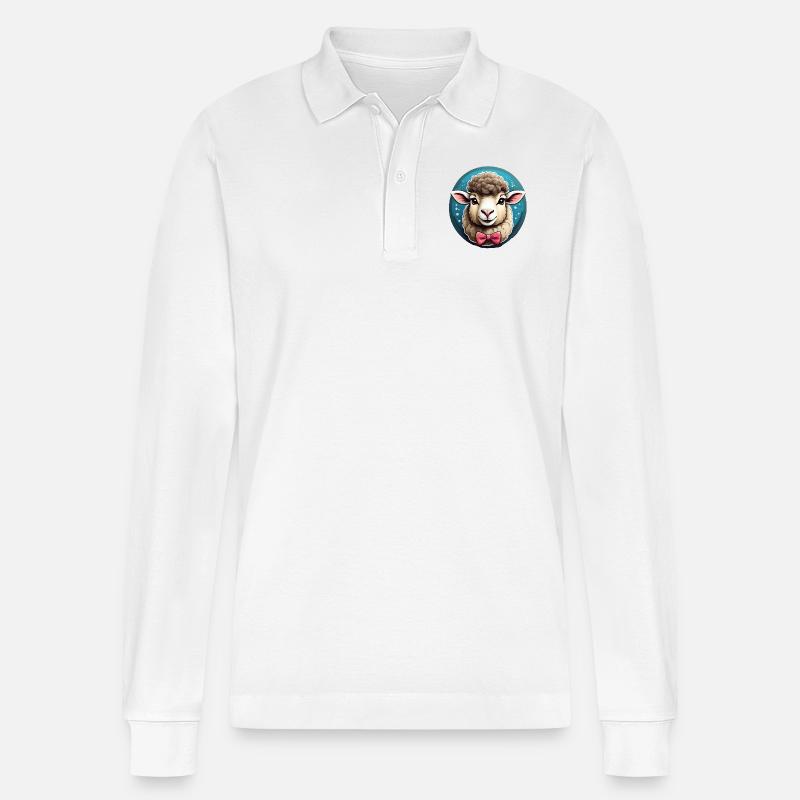 Lustiges Schaf Comic - Stanley/Stella Unisex Bio-Langarm-Poloshirt Prepster - Weiß