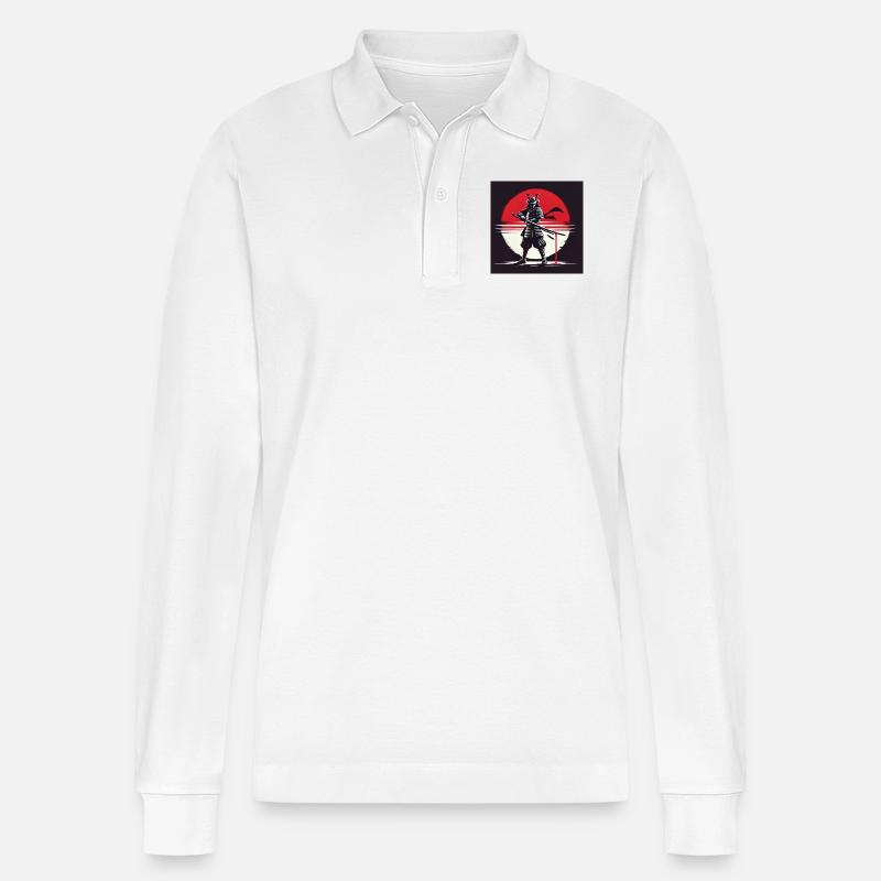 Mystical Samurai - Stanley/Stella Unisex Bio-Langarm-Poloshirt Prepster - Weiß